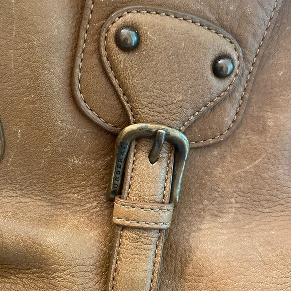 Burberry half tote with buckle and solid top handles tan calfskin very soft - Picture 3 of 11